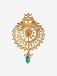 Kushal's Fashion Jewellery 92.5 Pure Silver Gold-Plated CZ-Stone Studded & Beaded Pendant
