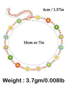 VAMA Rose Gold-Plated Flower Link Bracelet