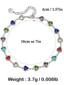 VAMA Silver-Plated Crystals Studded Charm Bracelet