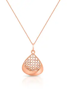 Zavya 925 Sterling Silver Rose Gold-Plated CZ-Stone Studded Triangular Pendant with Chain