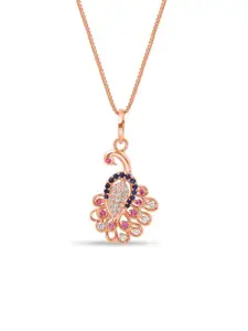Zavya Rose Gold-Plated Peacock Shaped Pendants with Chains