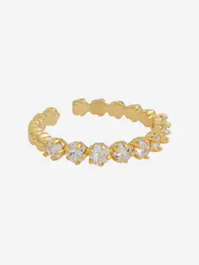 Kushal's Fashion Jewellery Gold-Plated CZ Studded Adjustable Finger Ring