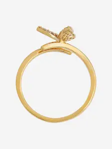 Kushal's Fashion Jewellery Gold-Plated CZ -Studded Adjustable Finger Ring