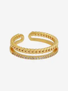 Kushal's Fashion Jewellery Gold-Plated CZ -Studded Finger Ring