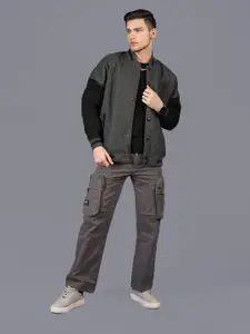 HRX by Hrithik Roshan Men Colourblocked Stand-Collar Oversized Varsity Jacket