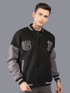 HRX by Hrithik Roshan Men Colourblocked Stand-Collar Oversized Varsity Jacket