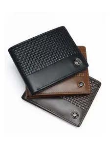 Da Milano Men Checked Leather Two Fold Wallet