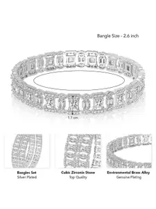 Peora Set Of 2 Silver-Plated CZ-Studded Bangles