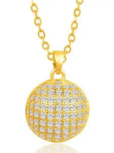 Peora Gold-Plated CZ-Studded Pendant With Chain