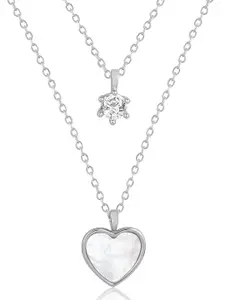 Peora Silver-Plated Crystal-Studded Pendant With Chain