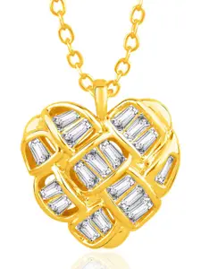 Peora Gold-Plated Cubic Zirconia Studded Pendant With Chain