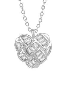 Peora Silver-Plated CZ-Studded Pendant With Chain