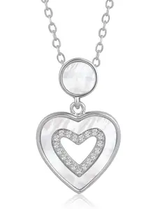 Peora Silver-Plated Cubic Zirconia Studded Pendant With Chain