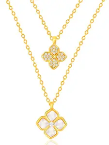 Peora Gold -Plated CZ-Studded Pendant With Chain