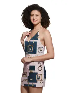 Fihana Women Printed Halter Neck Above Knee Night Dress