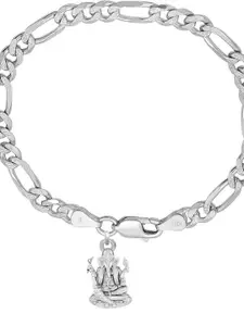 AKSHAT SAPPHIRE Men 92.5 Sterling Silver Ganesh ji Pendant With Link Bracelet