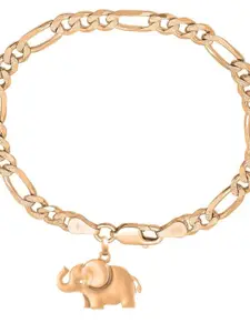 AKSHAT SAPPHIRE Men 925 Sterling Silver Gold-Plated Elephant Symbol Link Bracelet