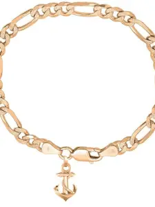 AKSHAT SAPPHIRE Men 925 Sterling Silver Gold-Plated Anchor Symbol Link Bracelet