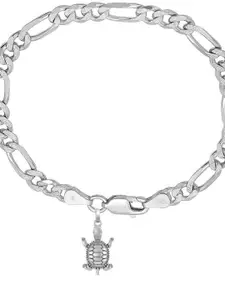 AKSHAT SAPPHIRE Men 925 Sterling Silver Tortoise Symbol Link Bracelet