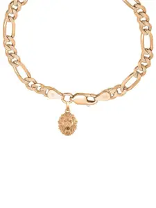 AKSHAT SAPPHIRE Men 92.5 Sterling Silver Gold-Plated God Narsimha Pendant & Link Bracelet