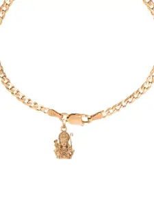 AKSHAT SAPPHIRE Men Sterling Silver Gold-Plated Charm Bracelet With God Ram Pendant