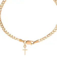 AKSHAT SAPPHIRE Men 92.5 Sterling Silver Gold-Plated Jesus Pendant With Charm Bracelet