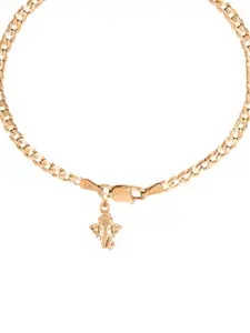 AKSHAT SAPPHIRE Men 92.5 Sterling Silver Gold-Plated Ganesha Pendant With Charm Bracelet