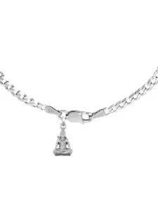 AKSHAT SAPPHIRE Men 92.5 Sterling Silver Silver-Plated God Shiva Pendant & Charm Bracelet