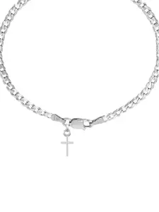 AKSHAT SAPPHIRE Men 925 Sterling Silver Jesus Symbol Pendant Link Bracelet