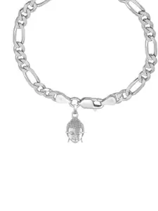AKSHAT SAPPHIRE Men 92.5 Sterling Silver Buddha Pendant With Link Bracelet