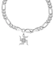 AKSHAT SAPPHIRE Men Sterling Silver Link Bracelet With God Swastik Pendant