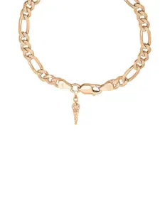 AKSHAT SAPPHIRE Men 92.5 Sterling Silver Gold-Plated Gada Symbol Pendant Link Bracelet