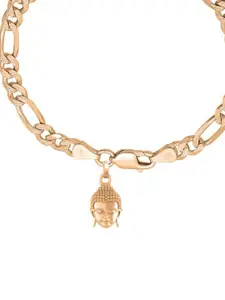 AKSHAT SAPPHIRE Men 92.5 Sterling Silver Gold-Plated God Buddha Pendant & Charm Bracelet