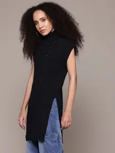 The Roadster Lifestyle Co. Women Turtle Neck Embellished Sweaters