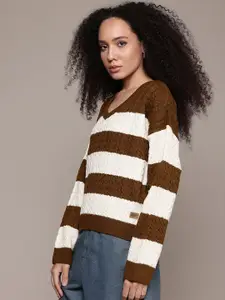 The Roadster Lifestyle Co. Cable Knit Colourblocked Pullover