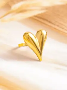 Rubans Voguish 18K Gold-Plated Stainless-Steel Tarnish-Free Demi-Fine Heart Design Ring