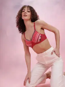 DressBerry Geometric Bra Medium Coverage Lightly Padded