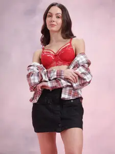 DressBerry Medium Coverage Underwired Heavily Padded Push-Up Lace Bra