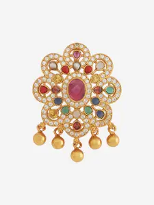 Kushal's Fashion Jewellery Embellished Bridal 92.5 Silver Gold-Plated Spherical Pendants