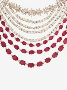 Kushal's Fashion Jewellery Rhodium-Plated Zircon Studded Necklace