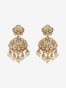 Kushal's Fashion Jewellery Kundan Studded & Beaded Contemporary Drop Earrings