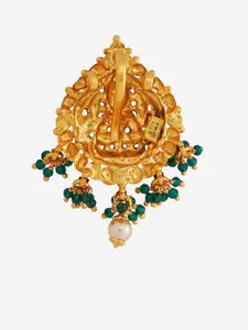 Kushal's Fashion Jewellery Embellished Bridal 92.5 Pure Silver Gold-Plated Oval Pendants