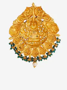 Kushal's Fashion Jewellery 92.5 Pure Silver Gold-Plated Peacock Shaped Pendants