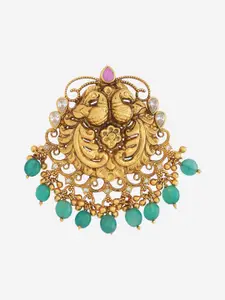 Kushal's Fashion Jewellery 92.5 Pure Silver Gold-Plated Peacock Shaped Pendants