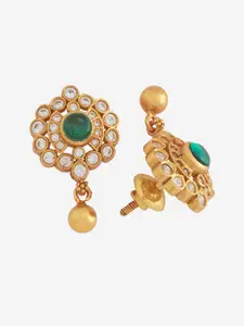 Kushal's Fashion Jewellery 92.5 Pure Silver Gold-Plated Zircon Studded Studs Earrings