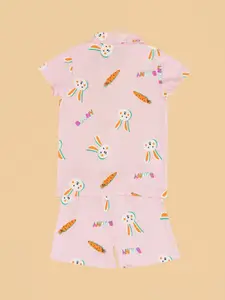 Pantaloons Junior Girls Printed Pure Cotton Night Suit