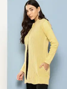 The Roadster Lifestyle Co. Ribbed Woolen Long Sleeve Cardigan Sweater