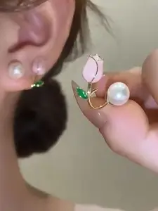 Celestique Set Of 2 Gold-Plated Stainless Steel Contemporary Studs Earrings