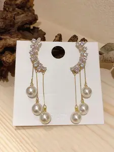 Celestique Pearls Studded Contemporary Ear Cuff Earrings