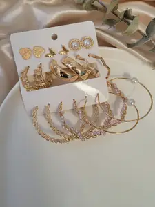 Celestique Set Of 9 Contemporary Hoop Earrings